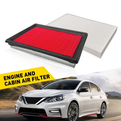 Combo de filtro de aire del motor y filtro de aire de cabina de 2 piezas para Nissan Sentra 2013-2019 Foto 1 de 4