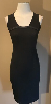 Lida Baday 6 Sleeveless Black Knit Party Cocktail Pencil Dress - Image 1 of 4