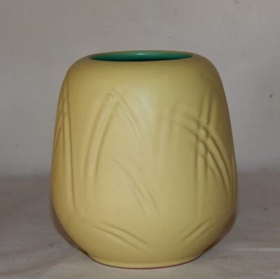 Bückeburg Keramik Vase GELB  innen türkis 1950/60er - Bild 1 von 4