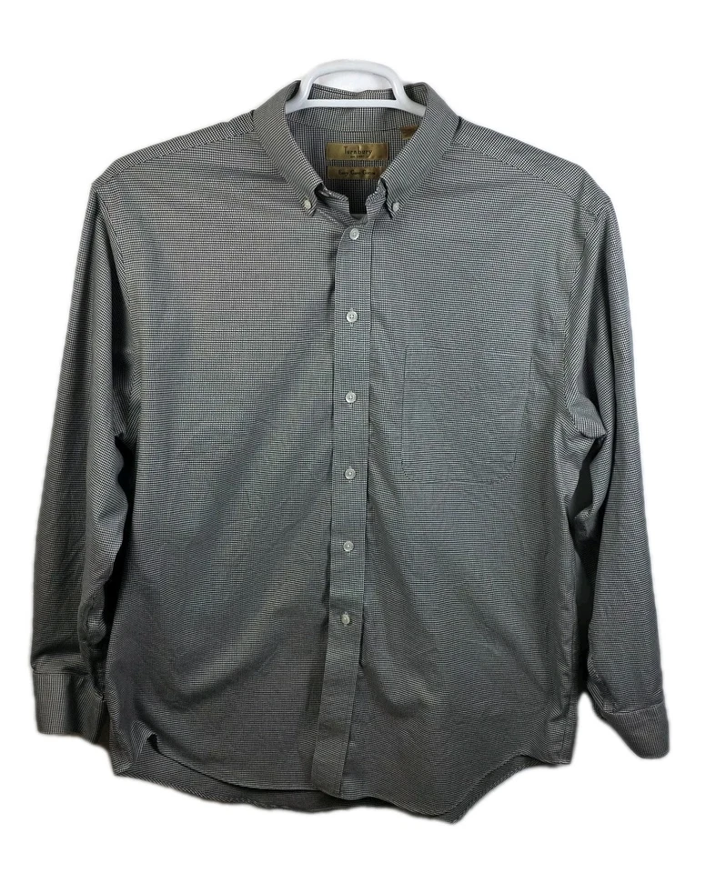 Turnbury Non Iron Men's Large / 34  Gray Checkered Long Sleeve Dress Shirt - Image 1 of 4
