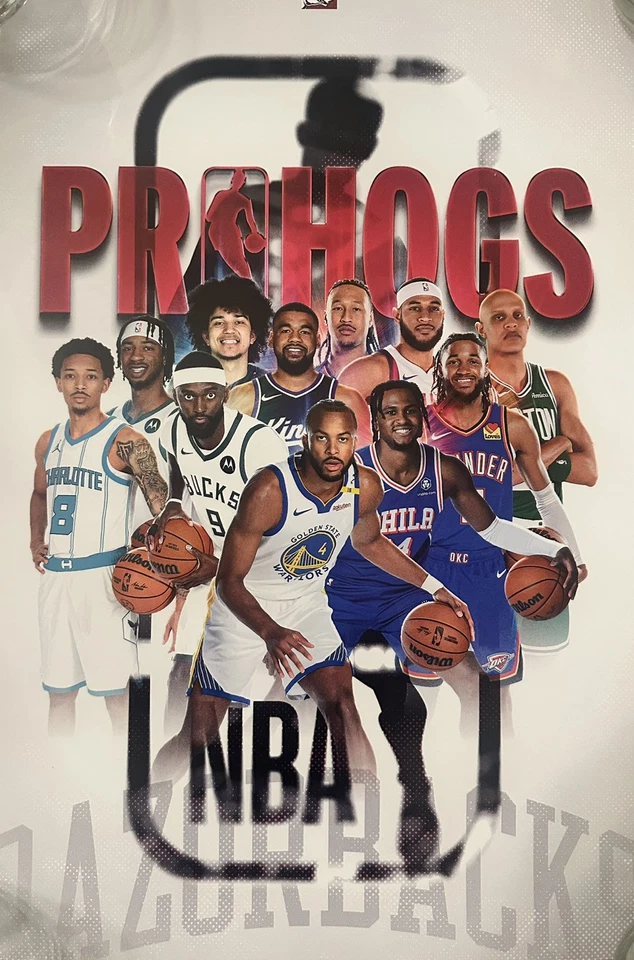 Arkansas Razorbacks Basketball Pro Hogs NBA Poster Gafford Portis Black Moody - Image 1 of 1