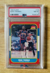 ISIAH THOMAS 1986 Fleer Premier 109 RC Rookie PSA 8 HOF - Picture 1 of 2