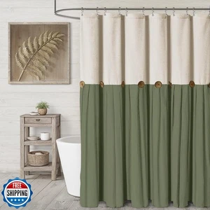 XOGUIBO Bauernhaus Duschvorhang Leinen Schleife Webstoff Country Rustikal Wester - Bild 1 von 5