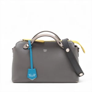 Fendi By the Way Medium Leather 2 Way Shoulder Bag gray x yellow 8BL124 - Picture 1 of 16