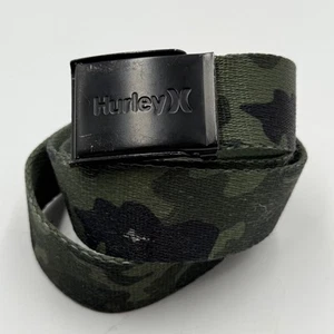 Hurley Canvas Green Camo Belt 44” Long Men’s Black Metal Buckle Fits up to 42.5" - Picture 1 of 6