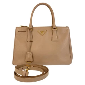 PRADA Safiano Galleria triangle with logo Handbag Diagonal Sholder bag 2way - Picture 1 of 10