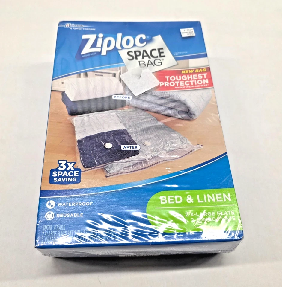 Ziploc Space Bag 4 Piece Bed & Linen Set - 2x Extra Large Flats 2x Jumbo Flats