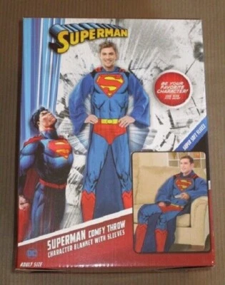 New Official Superman Fleece Blanket Robe Sleeves Super Man Hero NIB DC Comics - Image 1 of 3