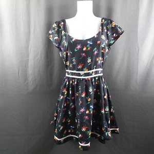 Lucca Couture Womens Dress Large Blue Floral Sheer Overlay Cottagecore Picnic - Picture 1 of 15