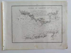 1858 Gauttier Carta Náutica Mapa Plano Gibraltar Capo Trafalgar Plata Ceuta Map - Imagen 1 de 1