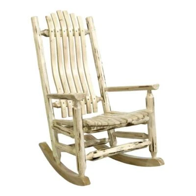 Montana Woodworks Transitional Wood Adult Log Rocker in Natural - Image 1 of 4
