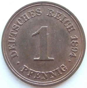 Münze Deutsches Reich Kaiserreich 1 Pfennig 1894 F in Vorzüglich / Stempelglanz - Bild 1 von 2
