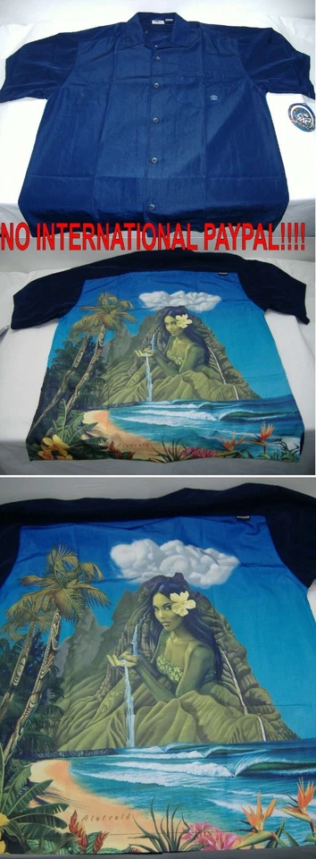 Mens Rare Rick RIETVELD LARGE Hidden Island Navy Button Camp Shirt$62 Last Units - Image 1 of 1