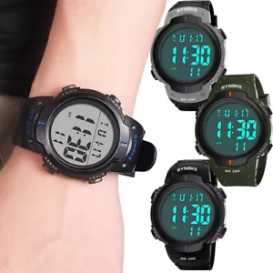 Fashion Men's Sports Watch LED Large Digital Waterproof Multifunction Wristwatch - Picture 1 of 33