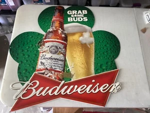 Insegna Birra Grab Some Buds St Patrick Day Budweiser - Foto 1 di 1