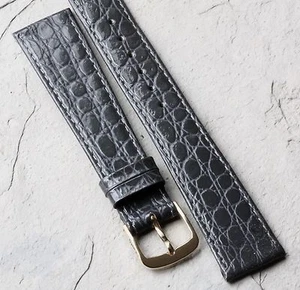 Grey Crocodile pattern leather vintage watch band 19mm European made 1960s/70s - Picture 1 of 3
