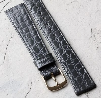 Correa de reloj vintage de cuero con patrón de cocodrilo gris 19 mm hecha en Europa años 60/70 Foto 1 de 3