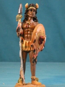 Native American Indian Sculpture Indian Warrior w Buffalo Headdress. 5 1/2 inche - Picture 1 of 6