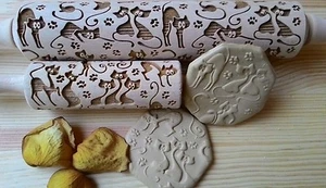 Rolling Pin Glamorous Cats Pattern Embossing Laser Cut Small Big - Picture 1 of 1