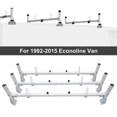 Fits Ford Econoline Van 3 bar 1992-2015 Ladder Roof Racks Steel White New Rack Foto 1 de 4