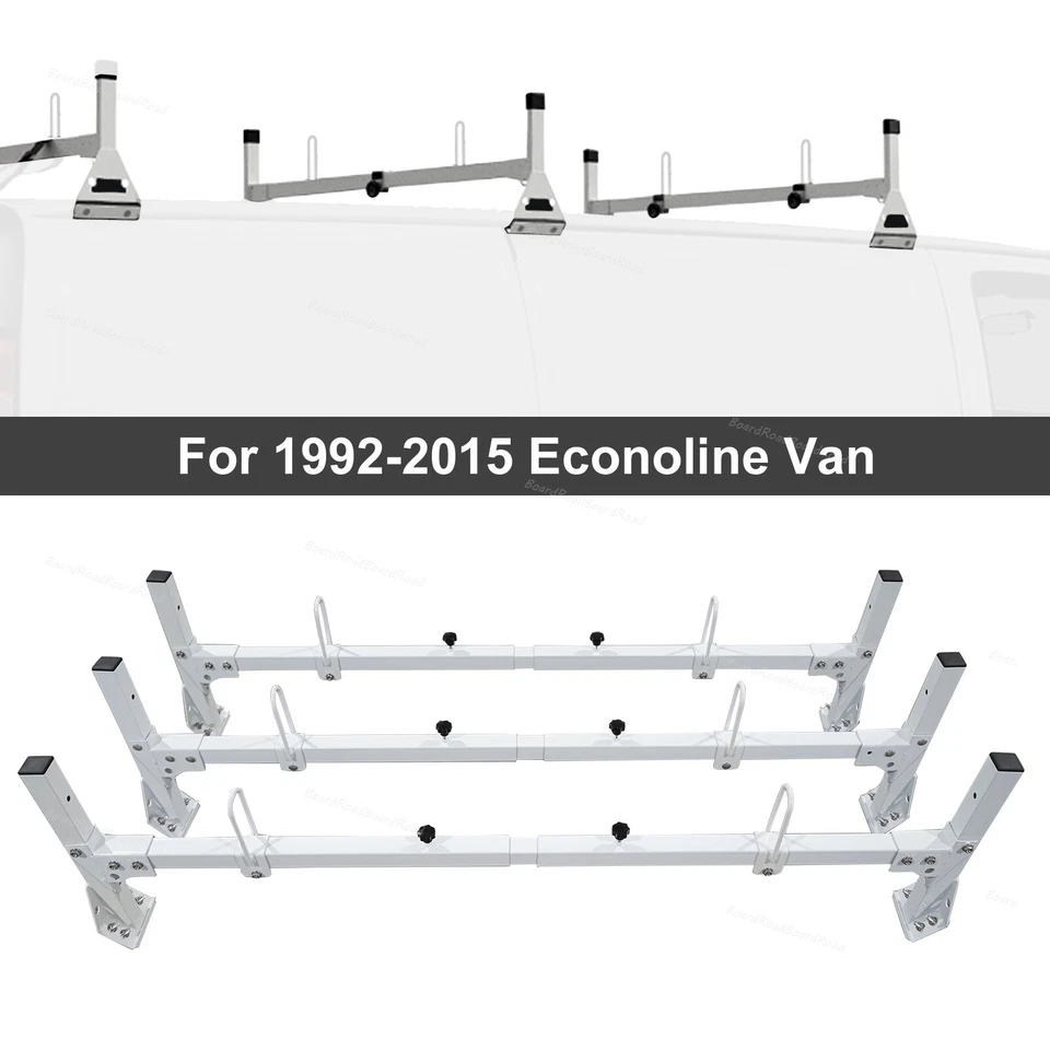 Fits Ford Econoline Van 3 bar 1992-2015 Ladder Roof Racks Steel White New Rack - Image 1 of 4