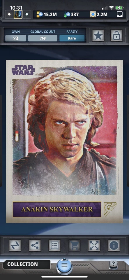 Topps Star Wars Digital Card Trader Purple Gallery 2021 Anakin Insert Award - Image 1 of 1