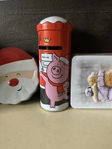 Percy Pig Money Box, Small Campbell Tin, Santa Claus Gift Card Tin - All Empty - Picture 1 of 10
