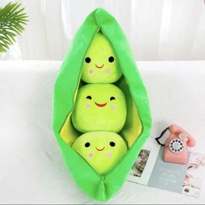 Giant Peas in a Pod Plush Toy Pea Pod Pillow Cute Pea Stuffed Toys Plant Doll Va - Picture 1 of 2