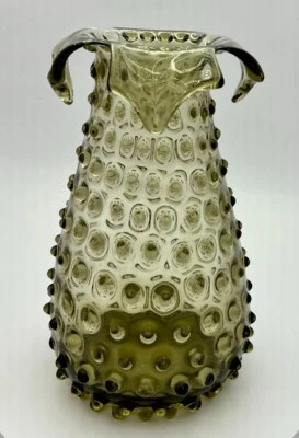 Vintage Tuscany Empoli Green Hobnail Art Glass Vase – 1950s Italian Hand-Blown - Image 1 of 4