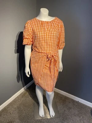 Orange And White Fashion Dress Size Medium Tennessee Vols Checkered Theme - Image 1 of 4