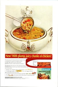 Mezcla de sopa de pollo Knorr 1964 vintage con trozos regordetes de publicidad de pollo - Imagen 1 de 1