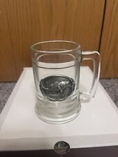 Pewter 3D Largemouth Bass Fisherman's Beer Stein 15 oz. Tankard Clear Glass 