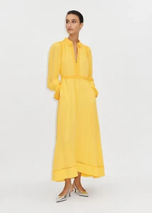 BNWT ME+EM Silk Colour Block Maxi Dress + Belt, Yellow, Size 4/6, RRP £550 - Picture 1 of 11