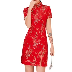 Fashionable Womens Short Cheongsam Dress Great for New Year Celebrations - Picture 1 of 36