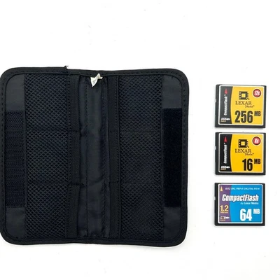 CompactFlash CF Card Storage Case Holder Wallet + 3 Memory Cards - Image 1 of 4