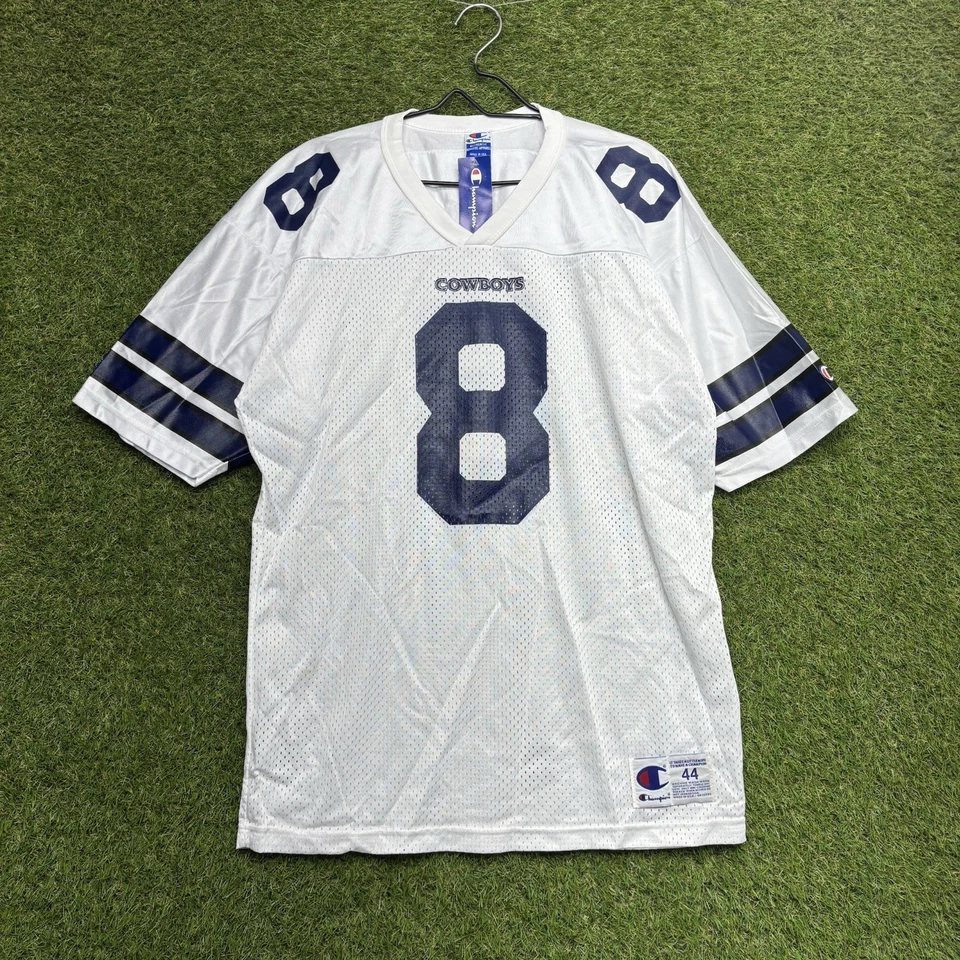 Camiseta deportiva vintage de los Dallas Cowboys Champion para hombre 44 Troy Aikman #8 blanca casa nueva con etiquetas Foto 1 de 4