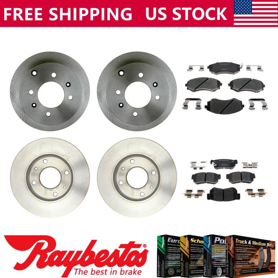 Rotores de freno delanteros traseros y pastillas de freno de cerámica para Hyundai Sonata 2001 - Raybestos Foto 1 de 4