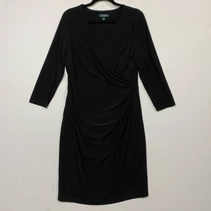 Lauren Ralph Lauren schwarzes Surplice Strickkleid Größe 12 - Bild 1 von 6