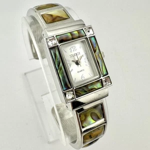 Studio Bangle Watch Abalone Inlay Tank 21mm Womens Size 6.5" - Has New Battery - Picture 1 of 11