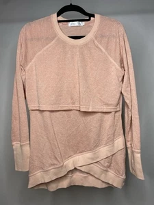 LATCHED MAMA Women's Large Breastfeeding Flap Sweatshirt Nursing Coral Heather - Picture 1 of 6