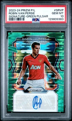 2023-24 Prizm Premier League Signatures Робин Ван Перси зеленый Pulsar PSA 10 - Изображение 1 из 2