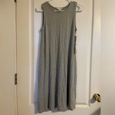 NWT Nordstrom Caslon Heather Gray Knit Tank Dress XS Casual Minimalist Oversized - image 1 of 4