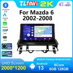 Reproductor de radio GPS para automóvil Android 13 2K 10 pulgadas para Mazda 6 2002-2008 octa-core 8G128G - Imagen 1 de 48