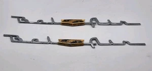 1953-54 Chevy Bel Air Rear Quarter Emblem Chevrolet USED Pair Chrome Original - Picture 1 of 9