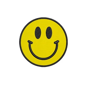 Smiley Face Smiles Patch Iron On Sew On Hook Backing Applique - Picture 1 of 2