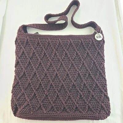  The Sak Burgundy Crochet Large Boho Shoulder Bag Tote Bag  - Image 1 of 4