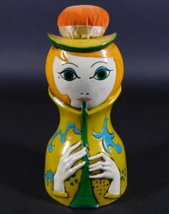 Groovy 1960s Colorful Mod MCM Big Eyed Lady Pied Piper Pin Cushion Bank - Picture 1 of 9