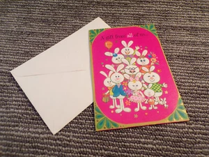 Vintage Ostern Pop-Up Karte von Hallmark 60er Mid Century rosa Hase UNBENUTZT - Bild 1 von 3