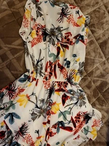 RS Moda Full Ruffle Multi Floral Playsuit romper Sz S/M - Picture 1 of 4
