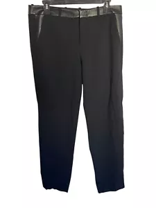Pantalones Vince Negros Calce Ajustado Negros Lana Cuero Borde Talla 10 Nuevos Con Etiquetas - Imagen 1 de 12